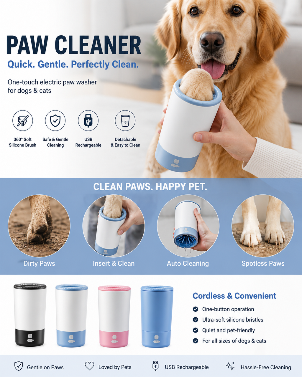 Pet Paw Cleaner Machine Automatic — Portable Dog & Cat Washer