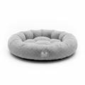 Soft gray round plush pet bed