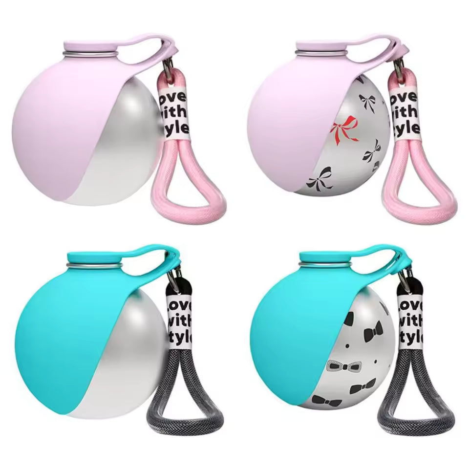 Stylish Dog Water Bottle with Carabiner Clip — Leak-Proof Portable Pet Hydration